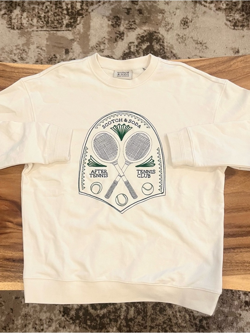 Scotch & Soda White Crewneck Sweatshirt with Logo Tag